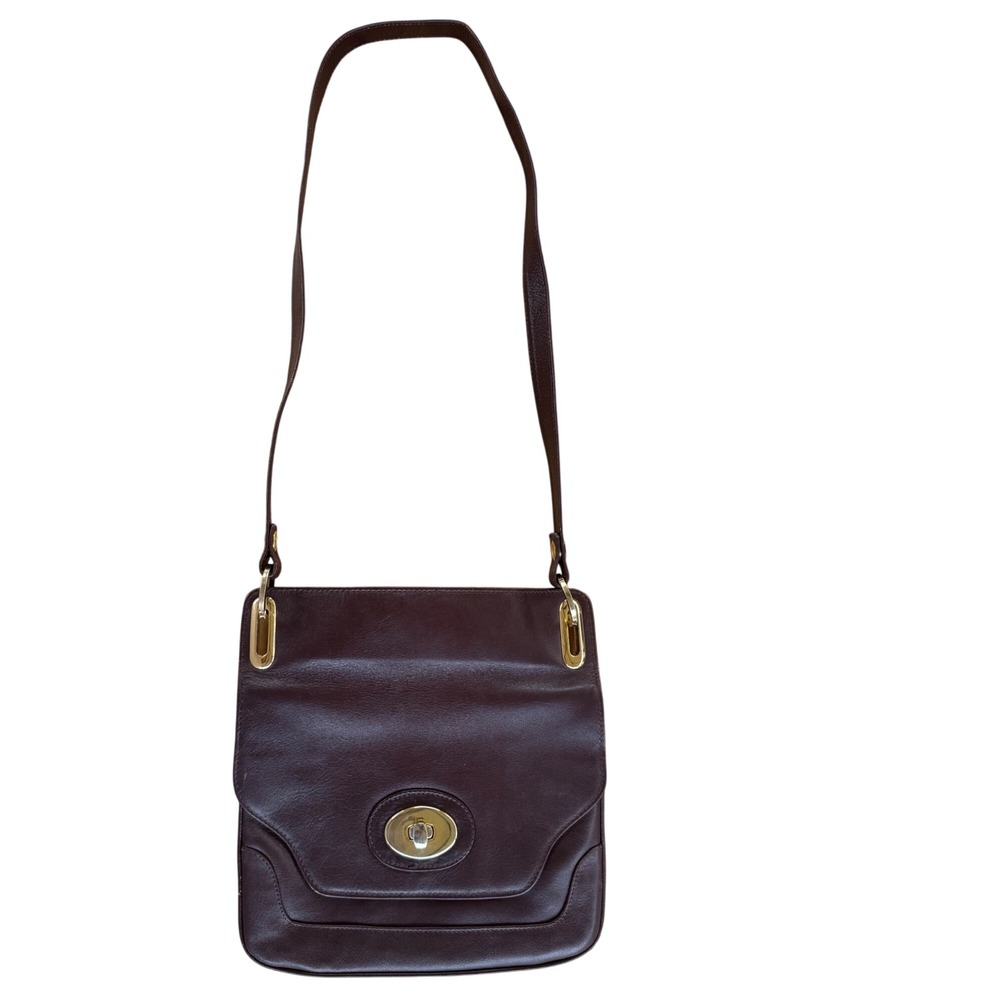 VINTAGE SUSAN GAIL Brown Leather Shoulder Bag – Gold Turn-Lock Hardware